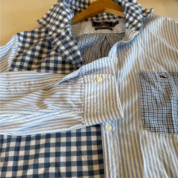 Vineyard Vines Party Tucker Slim Fit Blue and White Mixed Pattern Shirt/ medium - Picture 12 of 13